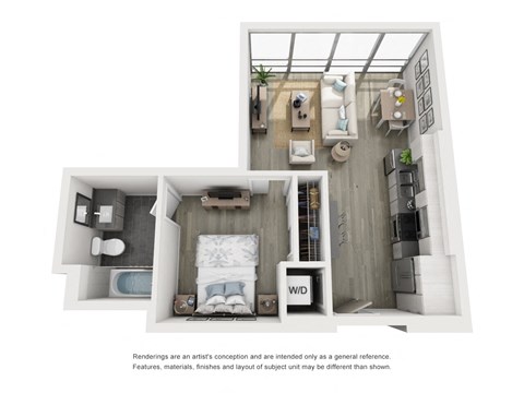 a bedroom with a bed and a dresser in a room